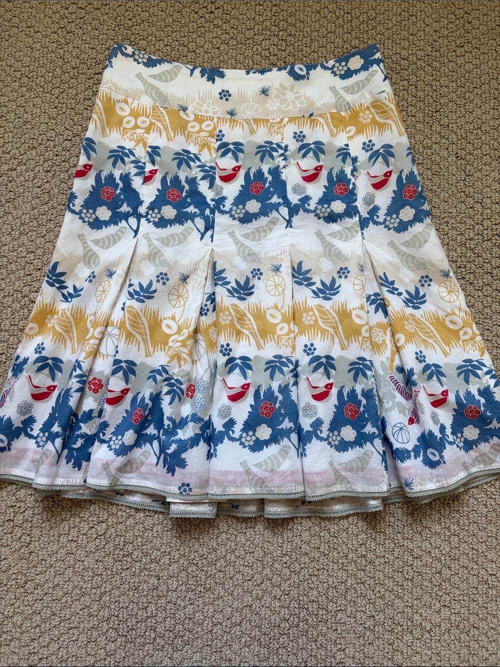 Oilily White Skirt with Blue, Yellow & Red Printed Motifs